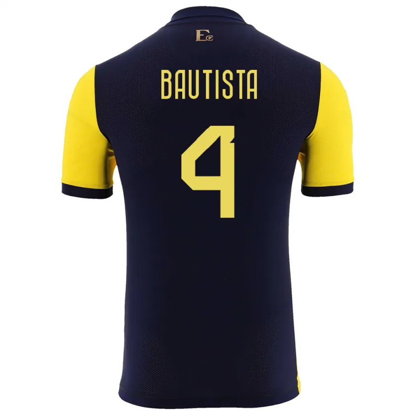 Danxen Uomo Maglia Ecuador Davis Bautista #4 Giallo Kit Gara Home 24-26 Maglietta