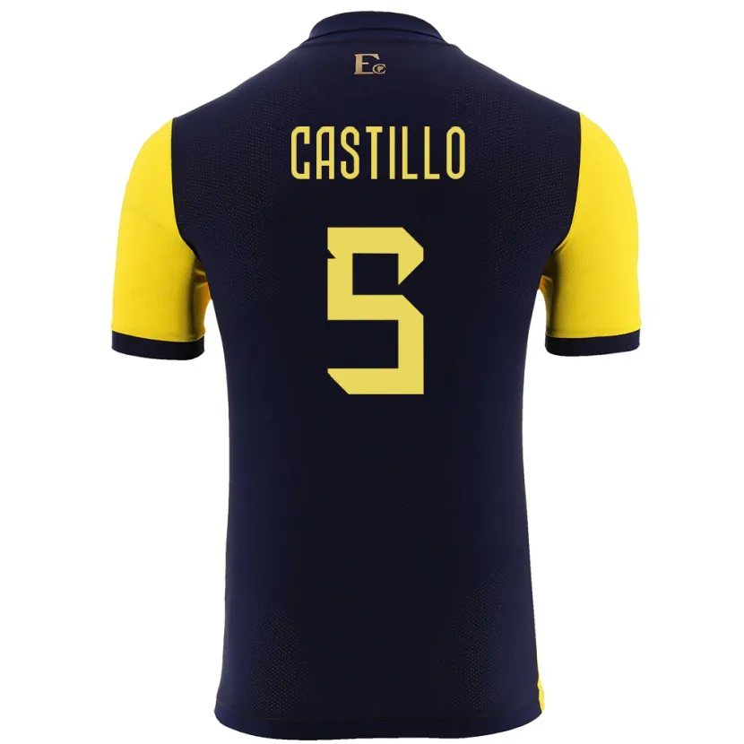 Danxen Uomo Maglia Ecuador Denil Castillo #5 Giallo Kit Gara Home 24-26 Maglietta