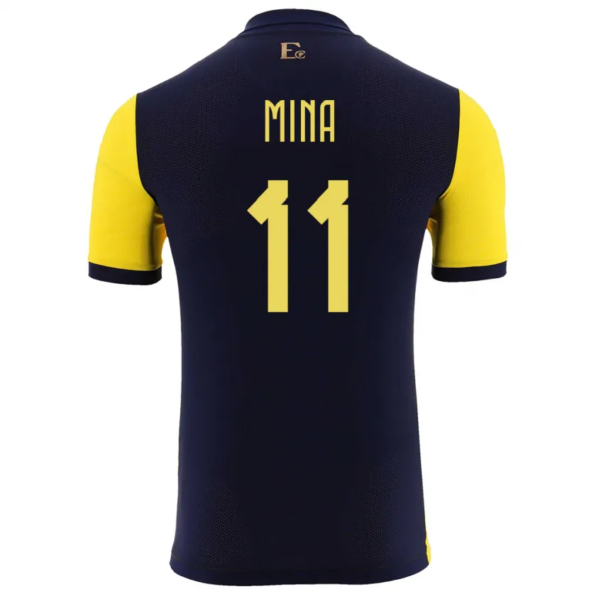 Danxen Uomo Maglia Ecuador Ariel Mina #11 Giallo Kit Gara Home 24-26 Maglietta