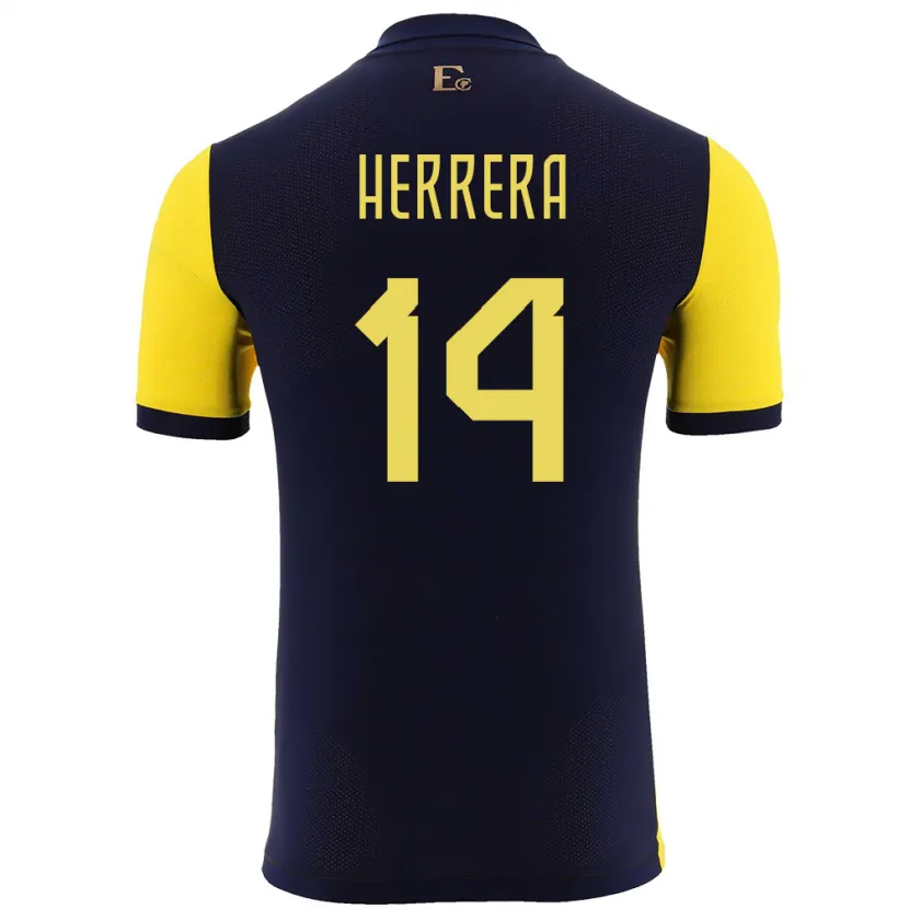 Danxen Uomo Maglia Ecuador Orlando Herrera #14 Giallo Kit Gara Home 24-26 Maglietta