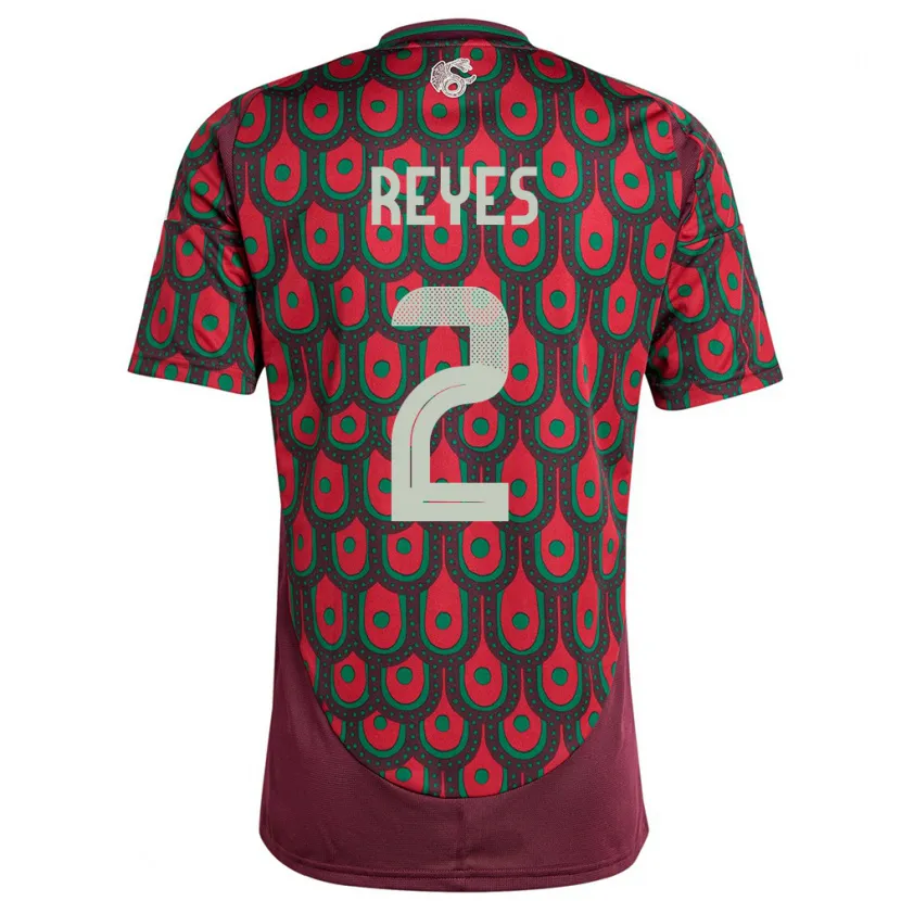 Danxen Uomo Maglia Messico Luis Reyes #2 Marrone Kit Gara Home 24-26 Maglietta