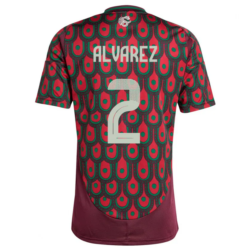 Danxen Uomo Maglia Messico Kevin Alvarez #2 Marrone Kit Gara Home 24-26 Maglietta
