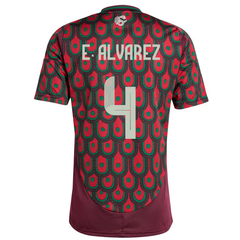 Danxen Uomo Maglia Messico Edson Alvarez #4 Marrone Kit Gara Home 24-26 Maglietta