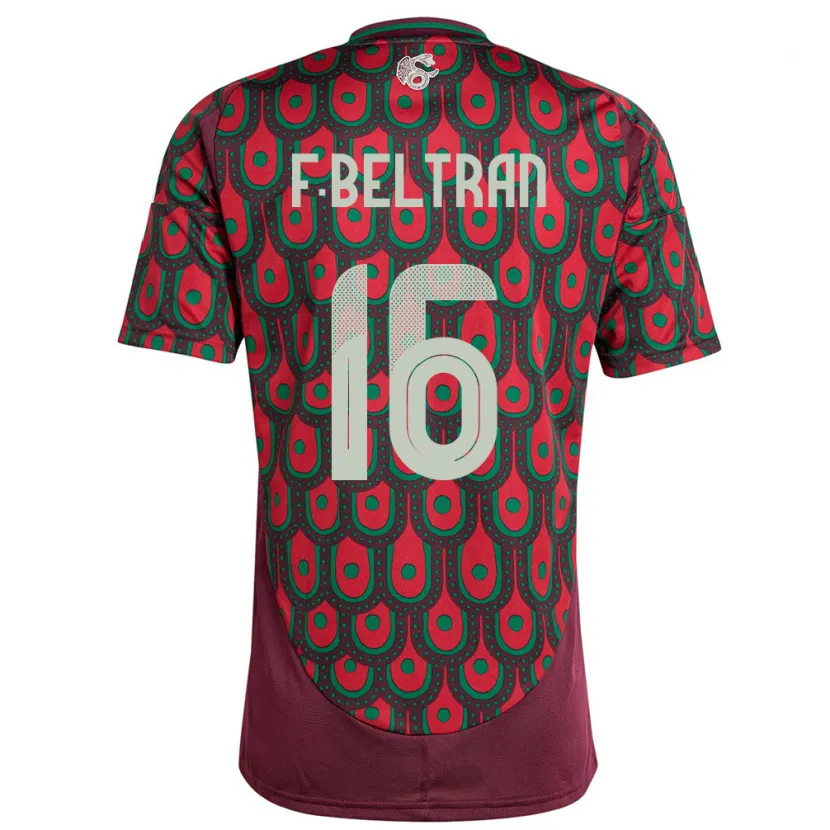 Danxen Uomo Maglia Messico Fernando Beltran #16 Marrone Kit Gara Home 24-26 Maglietta