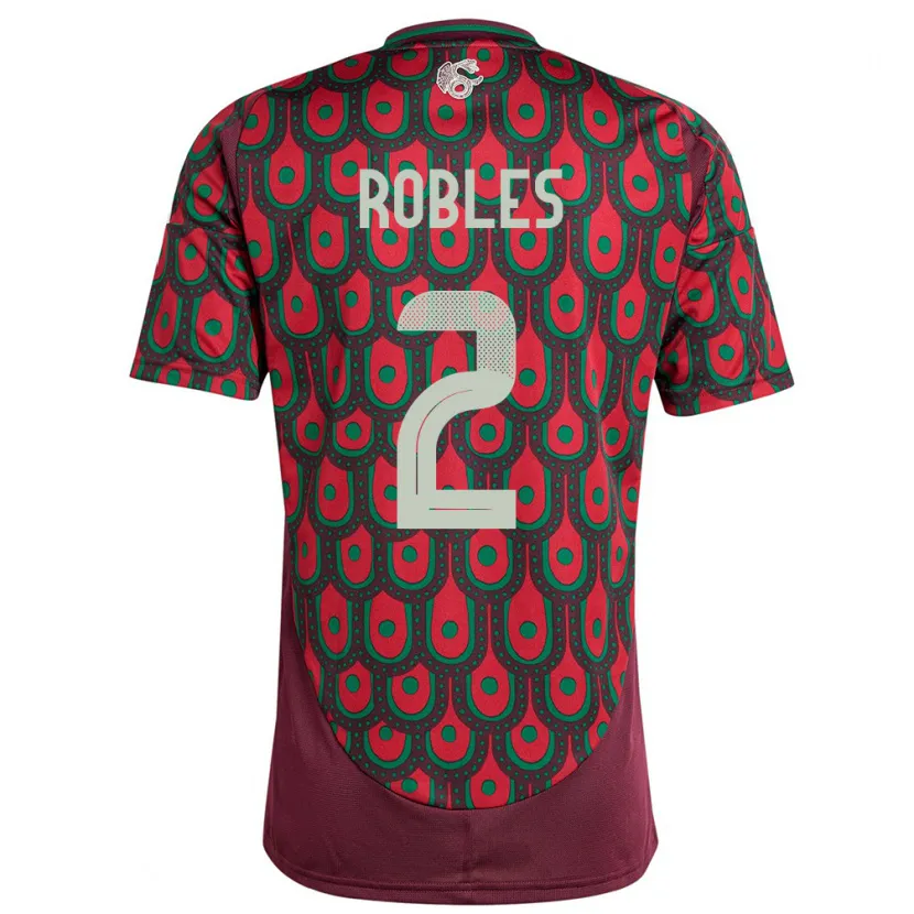 Danxen Uomo Maglia Messico Kenti Robles #2 Marrone Kit Gara Home 24-26 Maglietta