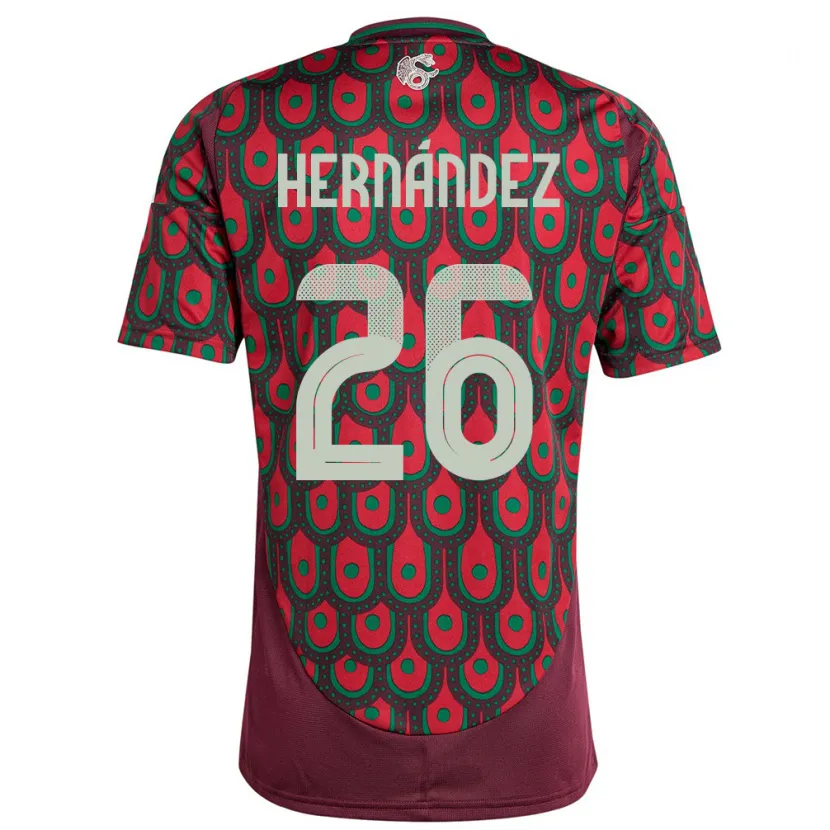 Danxen Uomo Maglia Messico Nicolette Hernandez #26 Marrone Kit Gara Home 24-26 Maglietta