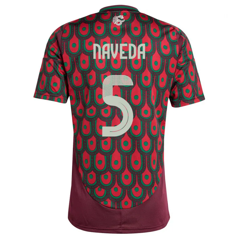 Danxen Uomo Maglia Messico Santiago Naveda #5 Marrone Kit Gara Home 24-26 Maglietta