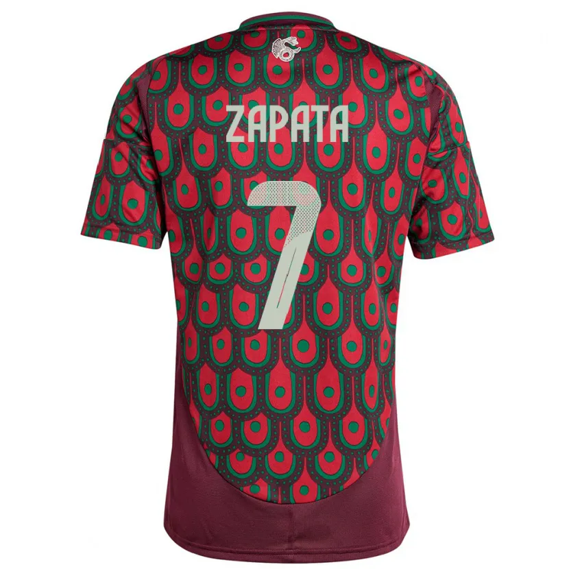 Danxen Uomo Maglia Messico Angel Zapata #7 Marrone Kit Gara Home 24-26 Maglietta