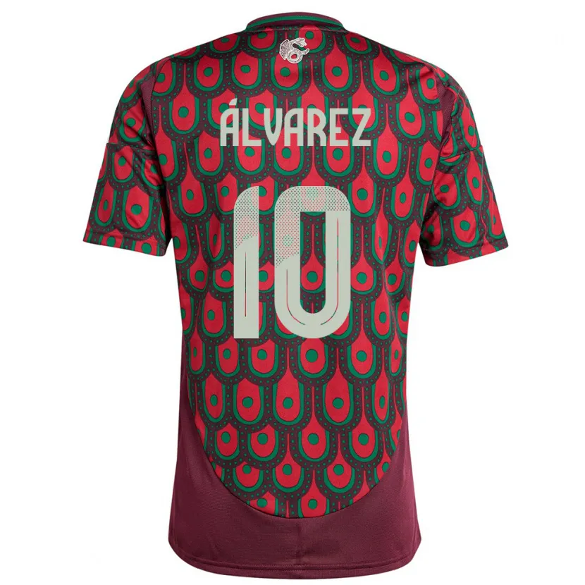 Danxen Uomo Maglia Messico Efrain Alvarez #10 Marrone Kit Gara Home 24-26 Maglietta