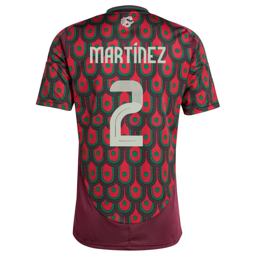 Danxen Uomo Maglia Messico Emilio Martinez #2 Marrone Kit Gara Home 24-26 Maglietta