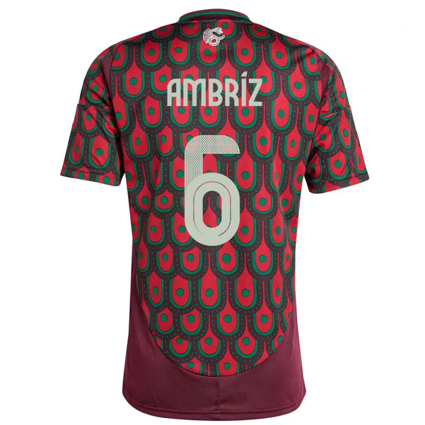 Danxen Uomo Maglia Messico Fidel Ambriz #6 Marrone Kit Gara Home 24-26 Maglietta