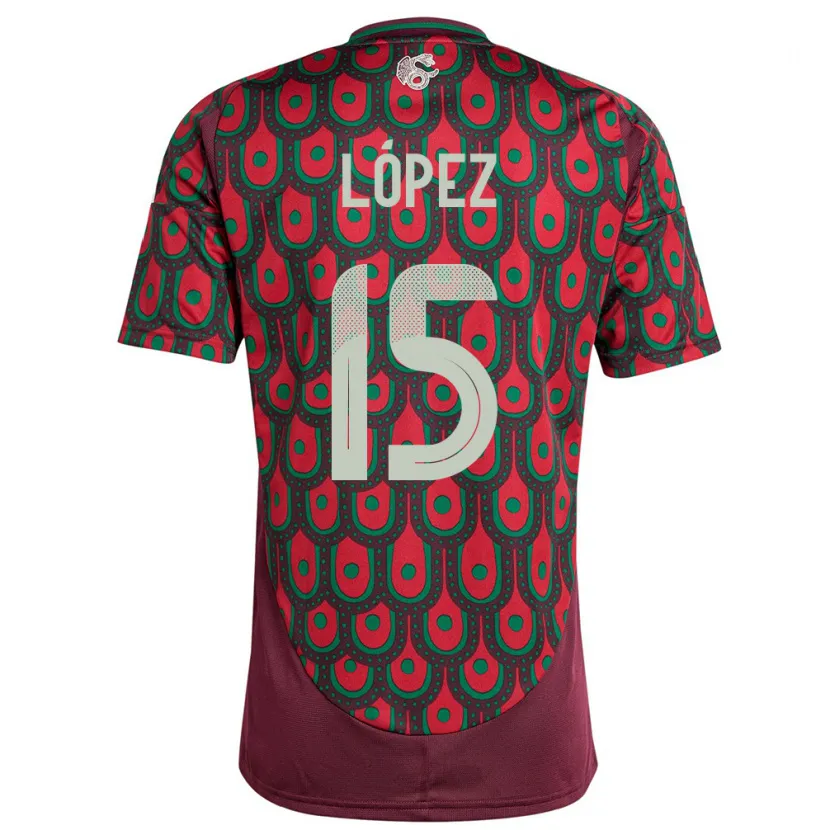 Danxen Uomo Maglia Messico Everardo Lopez #15 Marrone Kit Gara Home 24-26 Maglietta