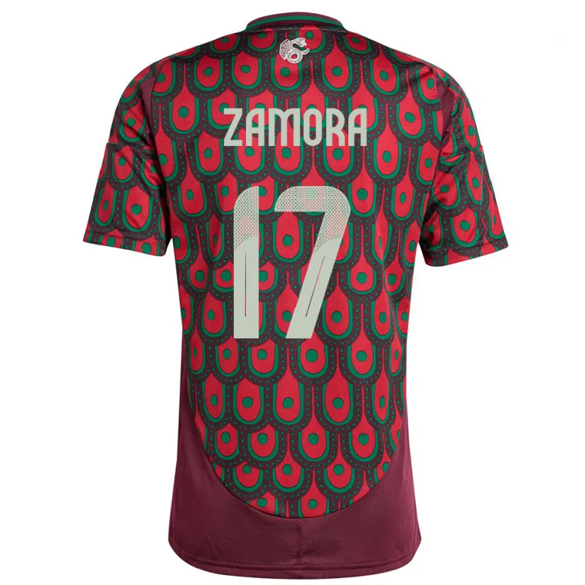 Danxen Uomo Maglia Messico Saul Zamora #17 Marrone Kit Gara Home 24-26 Maglietta
