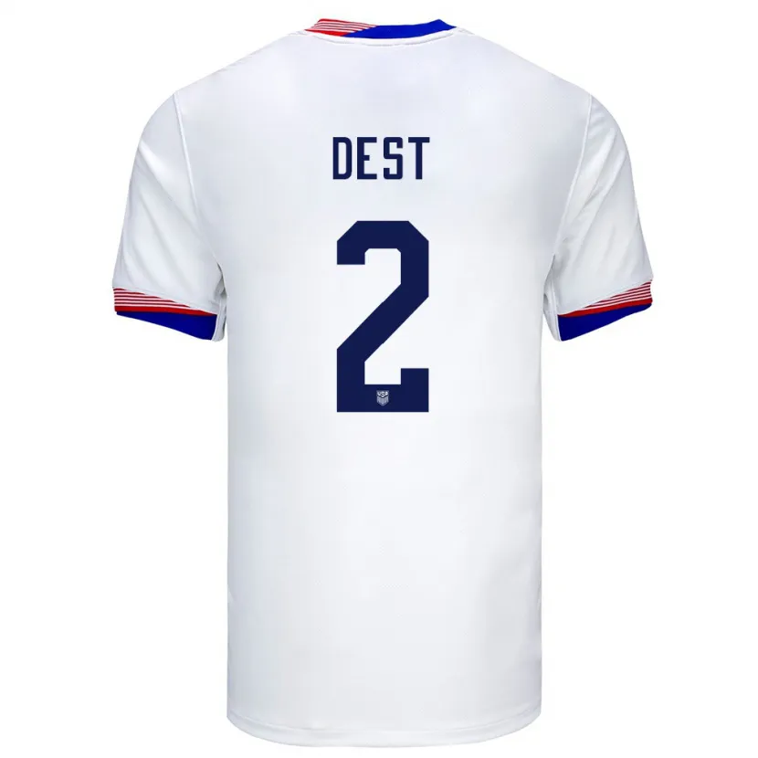 Danxen Uomo Maglia Stati Uniti Sergino Dest #2 Bianco Kit Gara Home 24-26 Maglietta