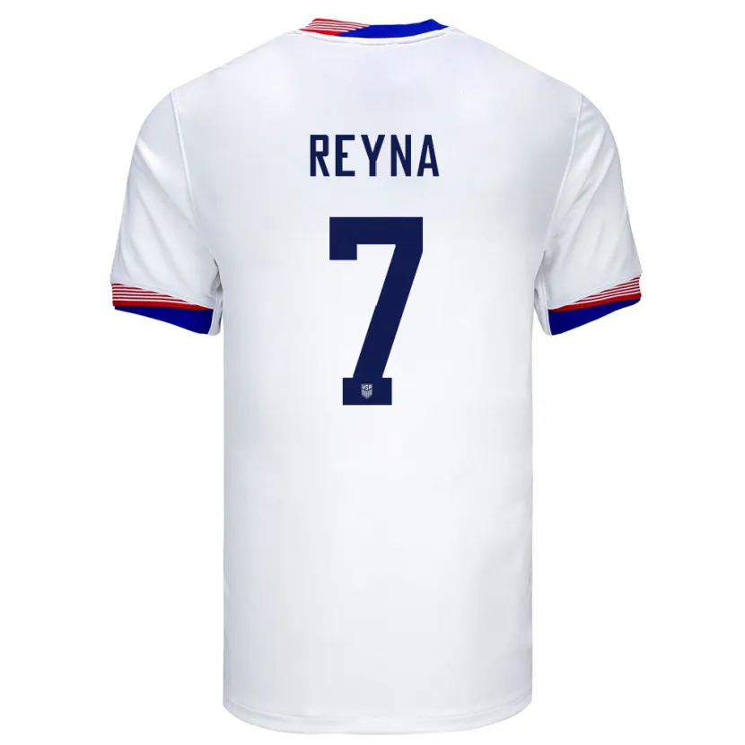 Danxen Uomo Maglia Stati Uniti Giovanni Reyna #7 Bianco Kit Gara Home 24-26 Maglietta