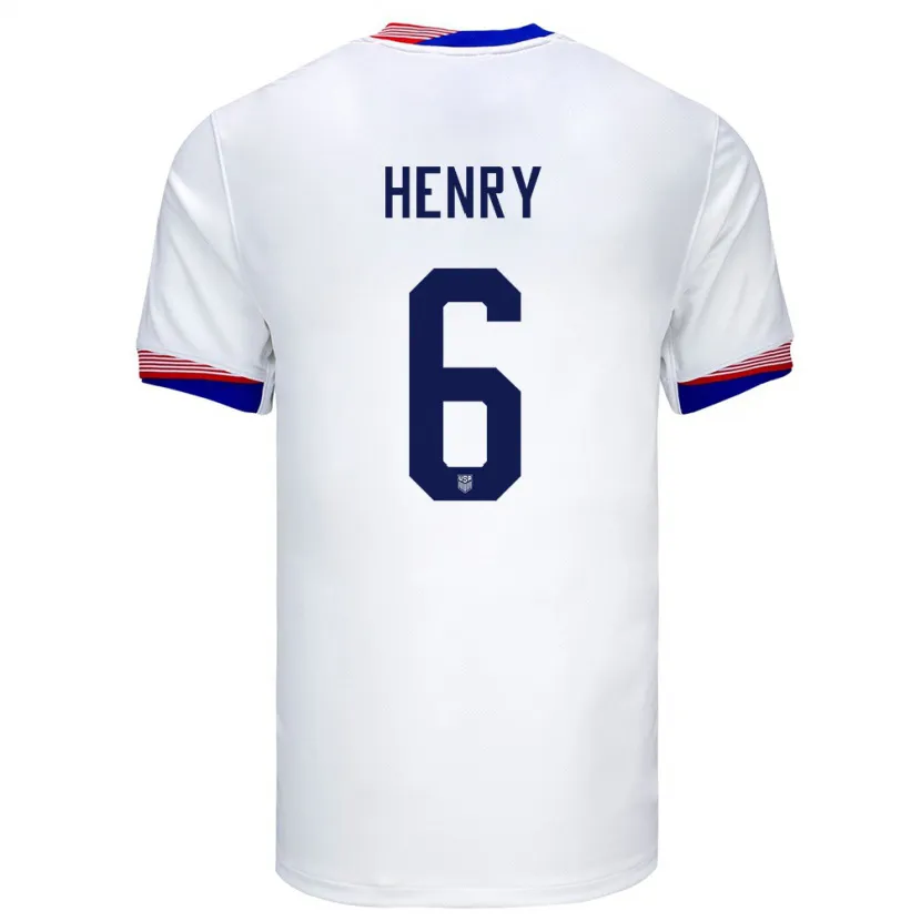 Danxen Uomo Maglia Stati Uniti Kobi Henry #6 Bianco Kit Gara Home 24-26 Maglietta