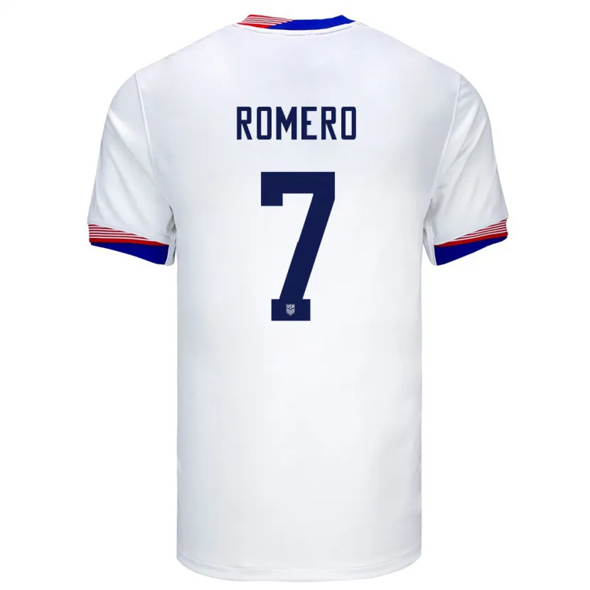 Danxen Uomo Maglia Stati Uniti Brian Romero #7 Bianco Kit Gara Home 24-26 Maglietta