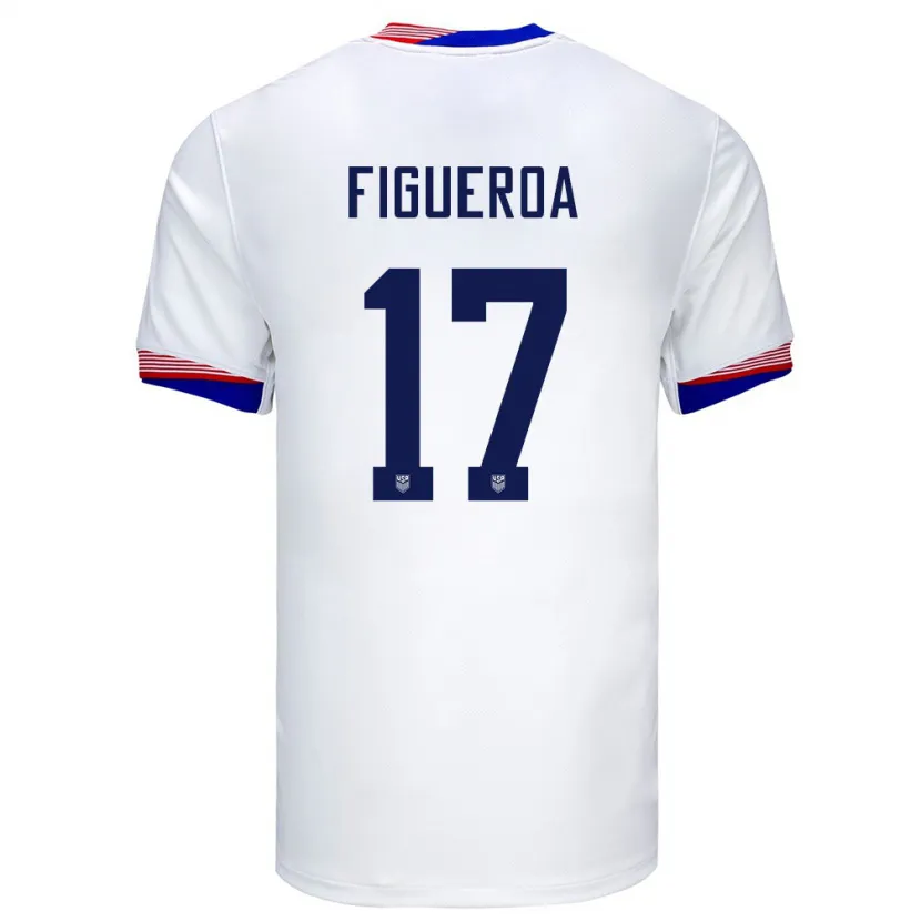 Danxen Uomo Maglia Stati Uniti Keyrol Figueroa #17 Bianco Kit Gara Home 24-26 Maglietta