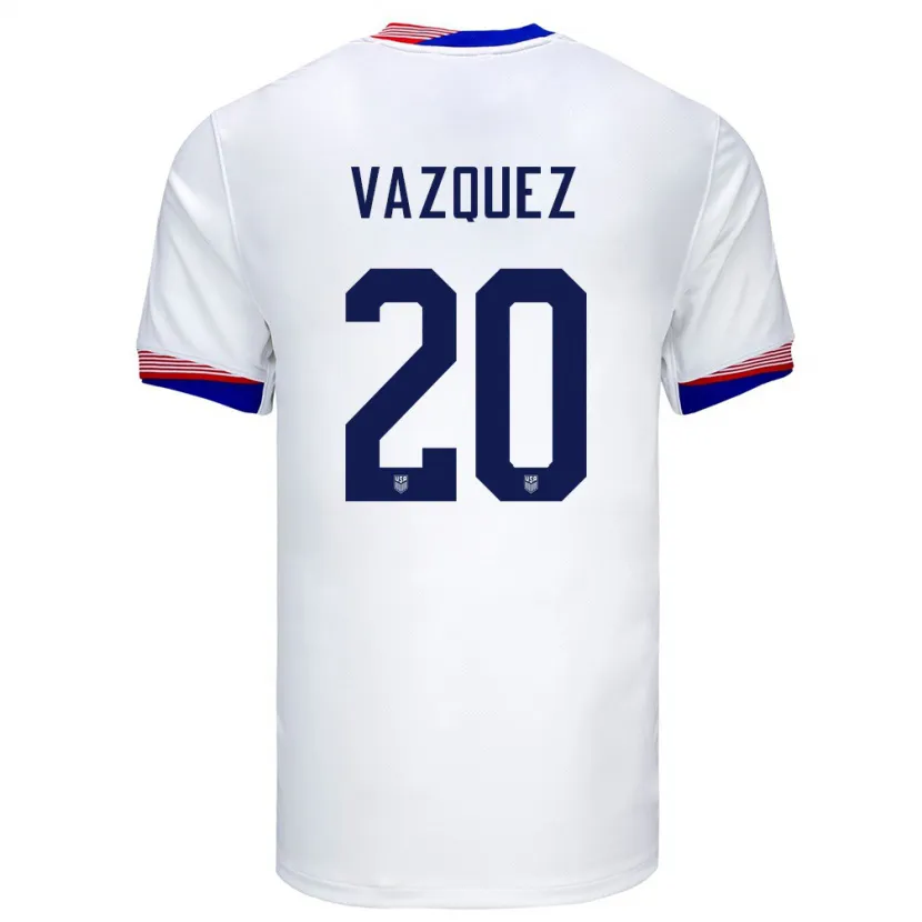 Danxen Uomo Maglia Stati Uniti David Vazquez #20 Bianco Kit Gara Home 24-26 Maglietta