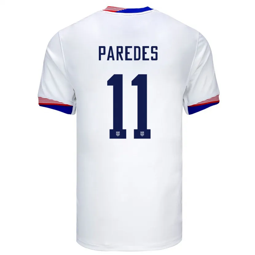 Danxen Uomo Maglia Stati Uniti Kevin Paredes #11 Bianco Kit Gara Home 24-26 Maglietta