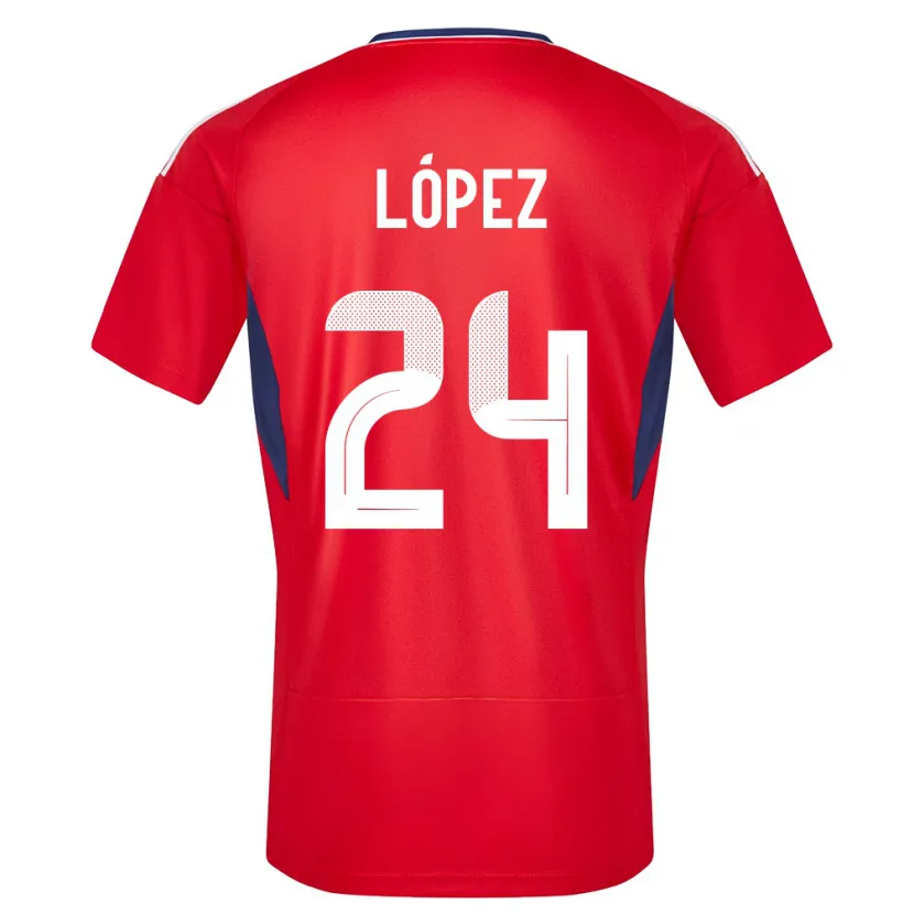 Danxen Uomo Maglia Costa Rica Douglas Lopez #24 Rosso Kit Gara Home 24-26 Maglietta