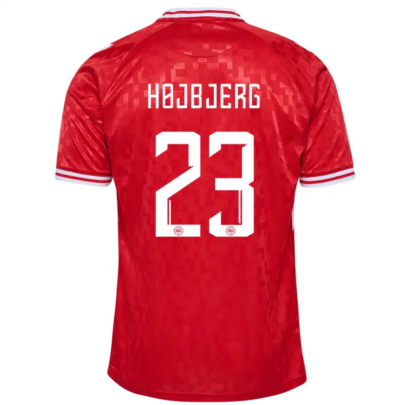 Danxen Uomo Maglia Danimarca Pierre-Emile Højbjerg #23 Rosso Kit Gara Home 24-26 Maglietta