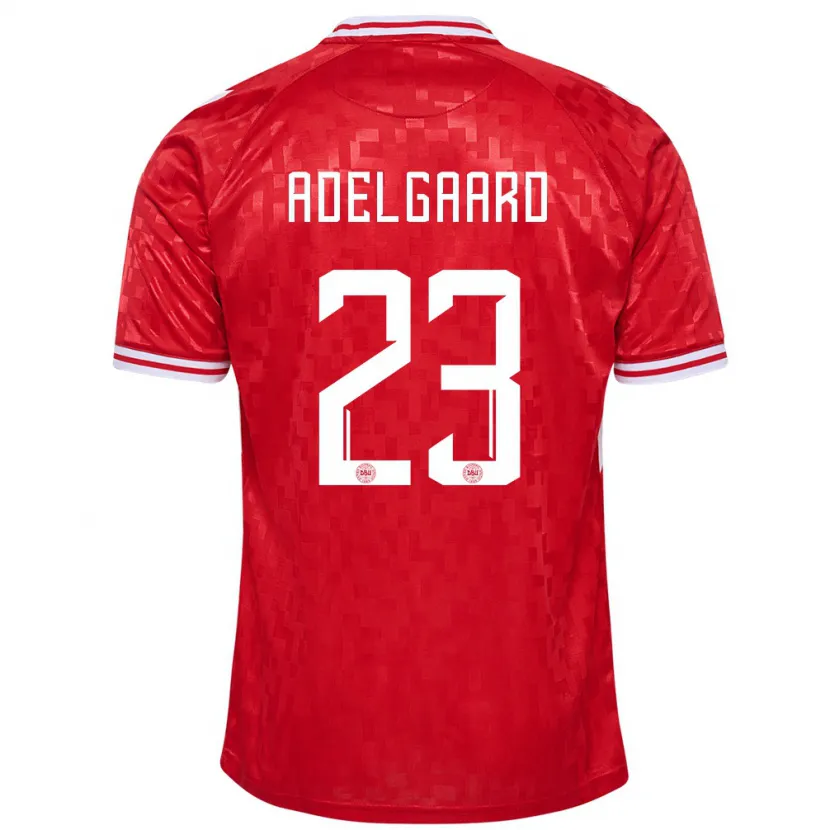 Danxen Uomo Maglia Danimarca Aske Adelgaard #23 Rosso Kit Gara Home 24-26 Maglietta