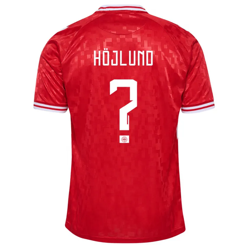 Danxen Uomo Maglia Danimarca Oscar Höjlund #0 Rosso Kit Gara Home 24-26 Maglietta