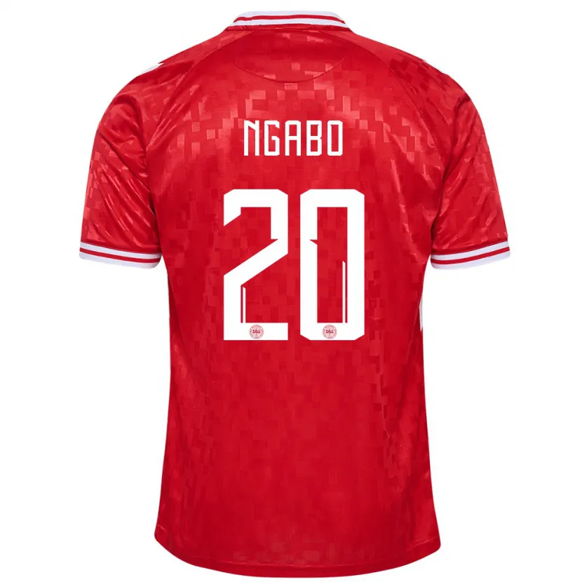 Danxen Uomo Maglia Danimarca Sanders Ngabo #20 Rosso Kit Gara Home 24-26 Maglietta