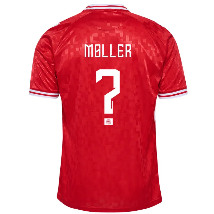 Danxen Uomo Maglia Danimarca William Møller #0 Rosso Kit Gara Home 24-26 Maglietta