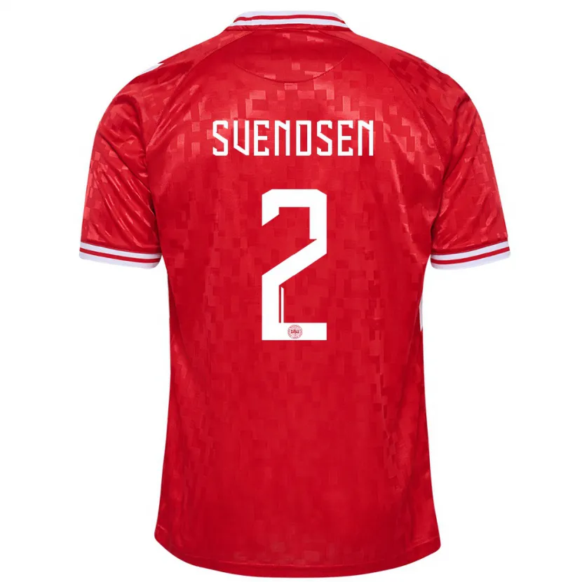 Danxen Uomo Maglia Danimarca Oliver Svendsen #2 Rosso Kit Gara Home 24-26 Maglietta