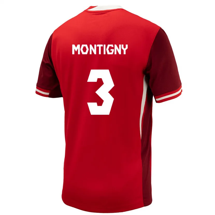Danxen Uomo Maglia Canada Gaël De Montigny #3 Rosso Kit Gara Home 24-26 Maglietta