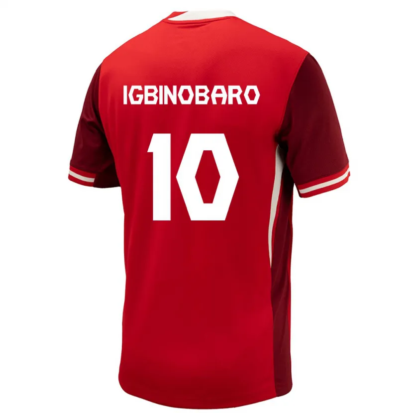Danxen Uomo Maglia Canada Philip Igbinobaro #10 Rosso Kit Gara Home 24-26 Maglietta