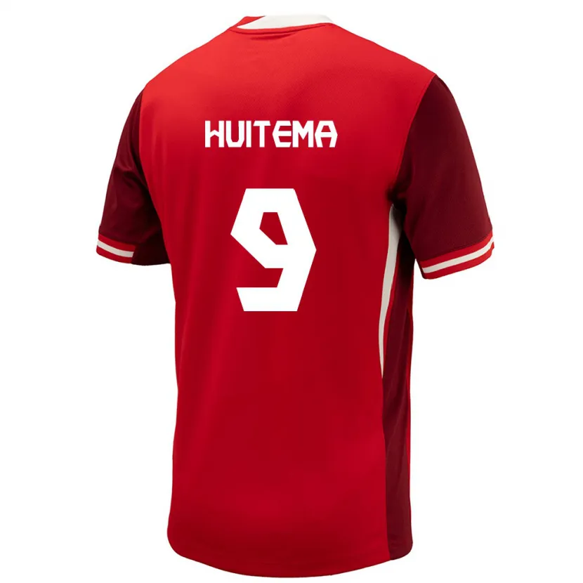 Danxen Uomo Maglia Canada Jordyn Huitema #9 Rosso Kit Gara Home 24-26 Maglietta