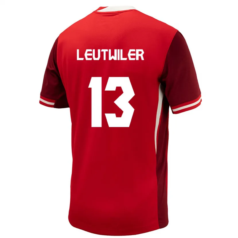 Danxen Uomo Maglia Canada Jayson Leutwiler #13 Rosso Kit Gara Home 24-26 Maglietta