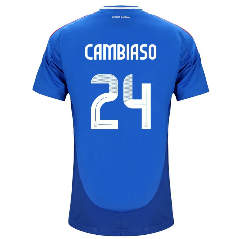 Danxen Uomo Maglia Italia Andrea Cambiaso #24 Blu Kit Gara Home 24-26 Maglietta