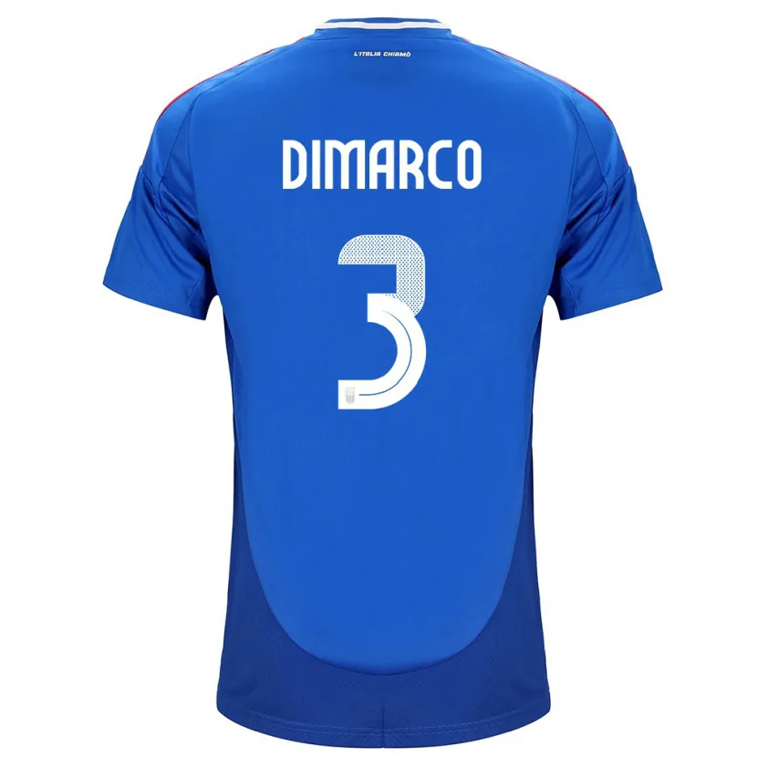 Danxen Uomo Maglia Italia Federico Dimarco #3 Blu Kit Gara Home 24-26 Maglietta