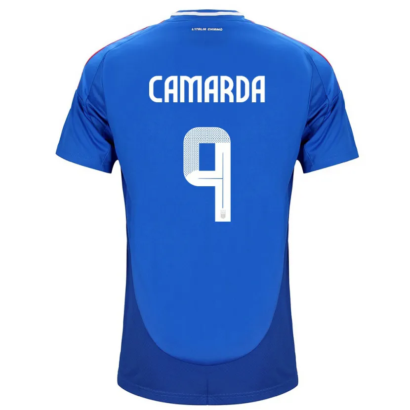 Danxen Uomo Maglia Italia Francesco Camarda #9 Blu Kit Gara Home 24-26 Maglietta