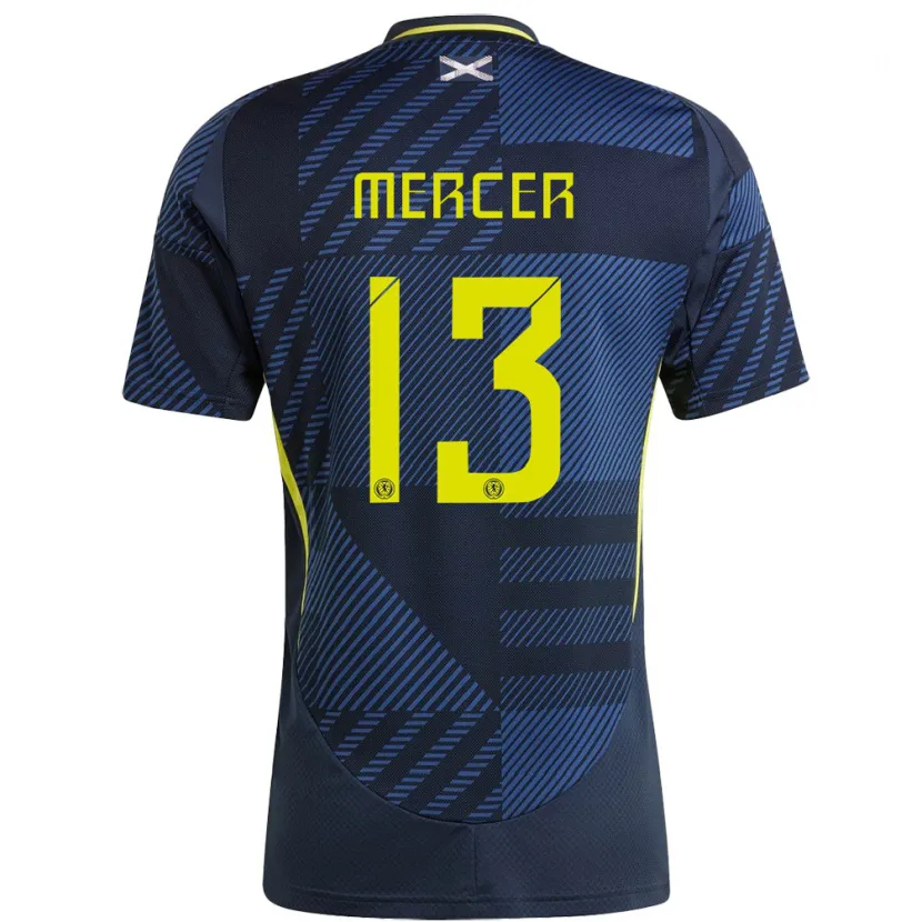 Danxen Uomo Maglia Scotland Jamie Mercer #13 Blu Scuro Kit Gara Home 24-26 Maglietta