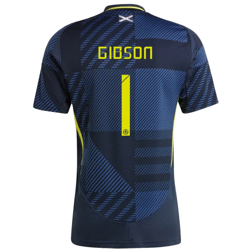 Danxen Uomo Maglia Scotland Lee Gibson #1 Blu Scuro Kit Gara Home 24-26 Maglietta