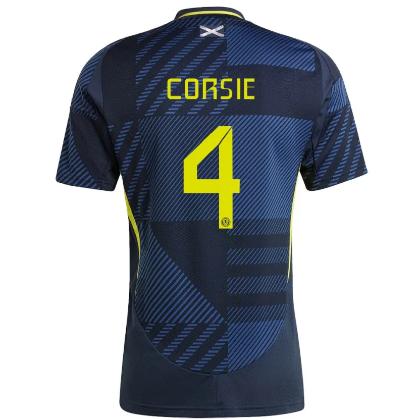 Danxen Uomo Maglia Scotland Rachel Corsie #4 Blu Scuro Kit Gara Home 24-26 Maglietta