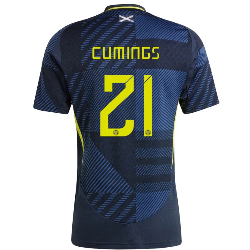 Danxen Uomo Maglia Scotland Eartha Cumings #21 Blu Scuro Kit Gara Home 24-26 Maglietta