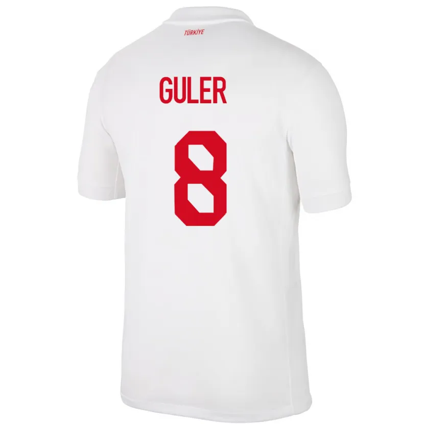 Danxen Uomo Maglia Turchia Arda Güler #8 Bianco Kit Gara Home 24-26 Maglietta