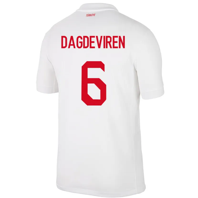 Danxen Uomo Maglia Turchia Diren Dağdeviren #6 Bianco Kit Gara Home 24-26 Maglietta