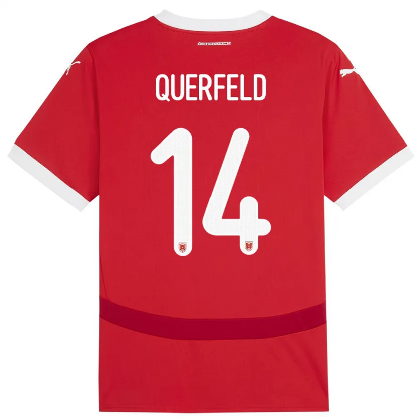 Danxen Uomo Maglia Austria Leopold Querfeld #14 Rosso Kit Gara Home 24-26 Maglietta