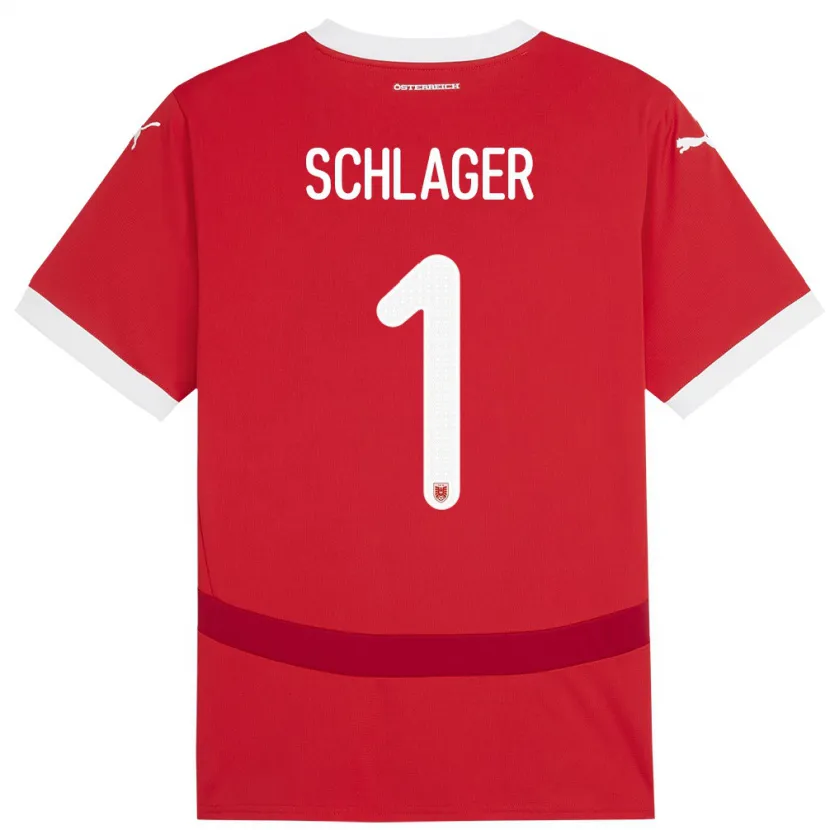 Danxen Uomo Maglia Austria Alexander Schlager #1 Rosso Kit Gara Home 24-26 Maglietta