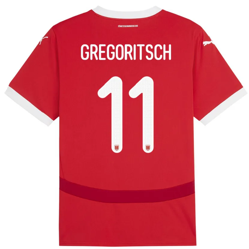 Danxen Uomo Maglia Austria Michael Gregoritsch #11 Rosso Kit Gara Home 24-26 Maglietta