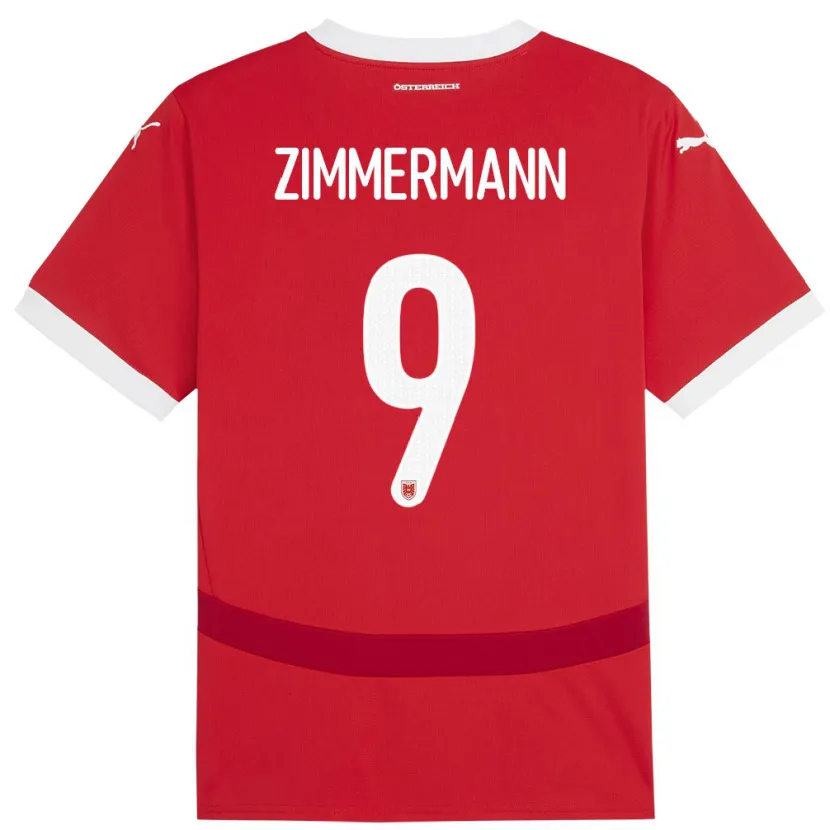 Danxen Uomo Maglia Austria Bernhard Zimmermann #9 Rosso Kit Gara Home 24-26 Maglietta