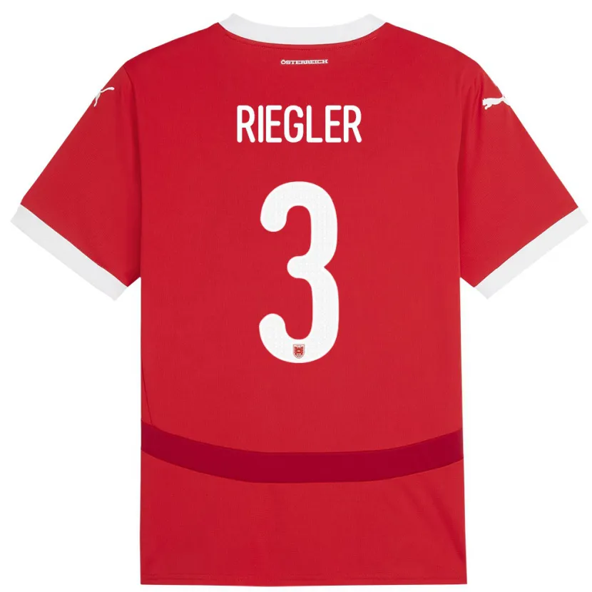 Danxen Uomo Maglia Austria David Riegler #3 Rosso Kit Gara Home 24-26 Maglietta