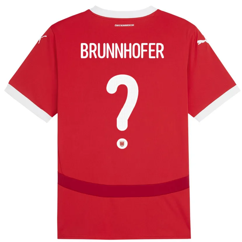 Danxen Uomo Maglia Austria Jakob Brunnhofer #0 Rosso Kit Gara Home 24-26 Maglietta